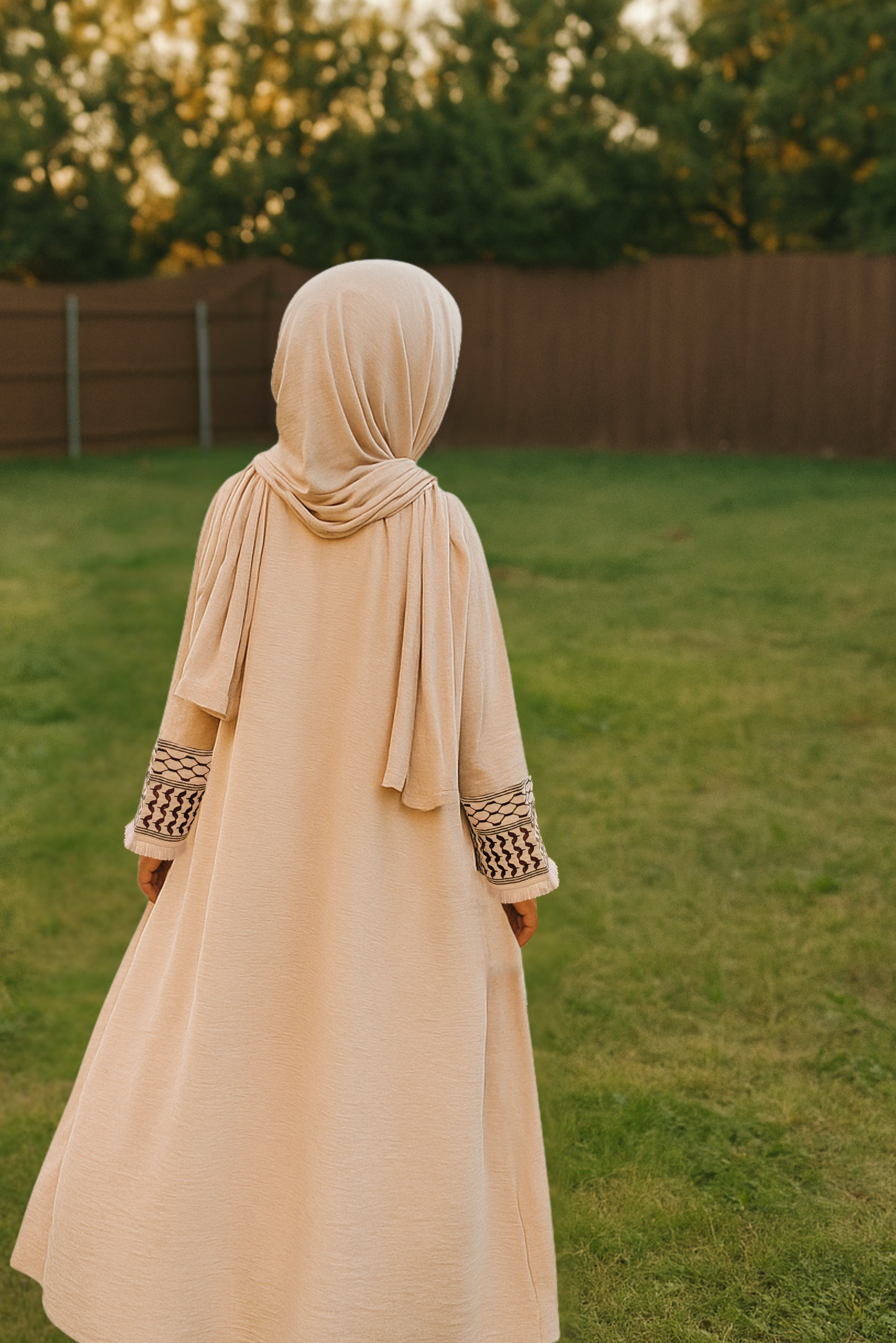 Mommy and Me Keffiyeh Print Abaya: Girls