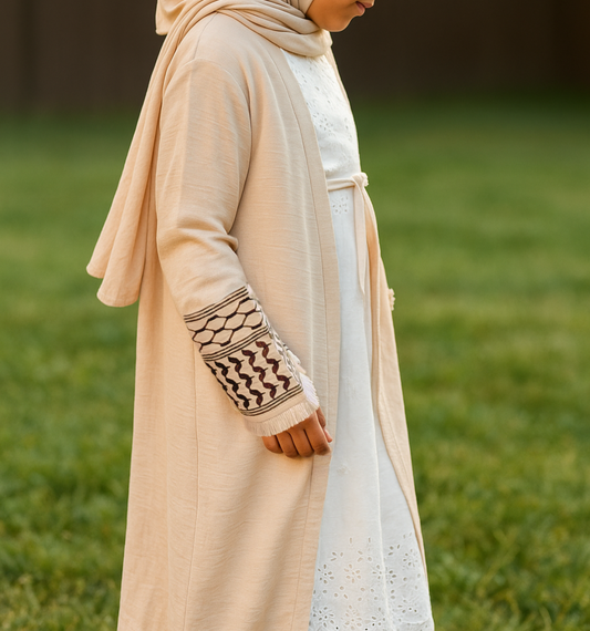 Mommy and Me Keffiyeh Print Abaya: Girls
